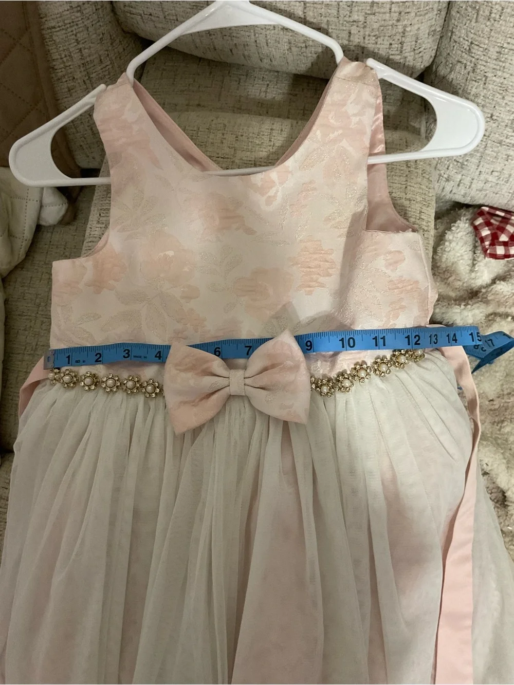 American Princess Blush Pink and Ivory Tulle Party Dress with Bow